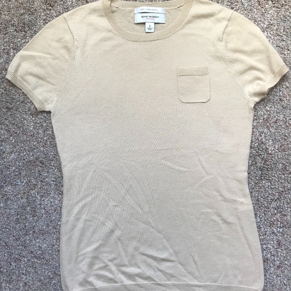 Isaac Mizrahi cashmere short-sleeve sweater